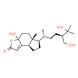 ChemSpider 2D Image | (3aS,5aR,6R,8aR)-3a-Hydroxy-6-[(2R,5R)-6-hydroxy-5-(hydroxymethyl)-6-methyl-3-hepten-2-yl]-5a-methyl-3a,4,5,5a,6,7,8,8a-octahydro-2H-indeno[5,4-b]furan-2-one | C21H32O5
