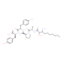 ChemSpider 2D Image | N-(3-Amino-2-hydroxydecanoyl)-L-alanyl-L-prolyl-L-tyrosyl-L-tyrosine | C36H51N5O9