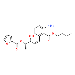 ChemSpider 2D Image | (2R,3R,4Z)-5-[3-Amino-2-(butoxycarbonyl)phenyl]-3-hydroxy-4-penten-2-yl 2-furoate | C21H25NO6