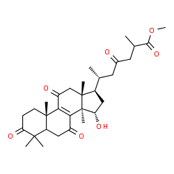 ChemSpider 2D Image | Methyl (5xi,15alpha)-15-hydroxy-3,7,11,23-tetraoxolanost-8-en-26-oate | C31H44O7