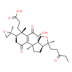 ChemSpider 2D Image | 3-[(1S,2R,4bR,6aS,7S,9aR,10R)-10-Hydroxy-1,4b,7-trimethyl-2-[(2S)-2-methyl-2-oxiranyl]-4,11-dioxo-7-(3-oxopentyl)-1,3,4,4b,5,6,6a,7,10,11-decahydro-2H-benzo[4,5]indeno[1,7a-c]furan-1-yl]propanoic acid | C29H40O8