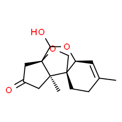 ChemSpider 2D Image | (1R,4S,9R,10R)-2-Hydroxy-6,10-dimethyl-3,14-dioxatetracyclo[7.4.2.0~1,10~.0~4,9~]pentadec-5-en-12-one | C15H20O4