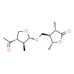 ChemSpider 2D Image | (3S,4R,5R)-4-({[(2S,3S,4S)-4-Acetyl-3-methyltetrahydro-2-furanyl]oxy}methyl)-3,5-dimethyldihydro-2(3H)-furanone | C14H22O5