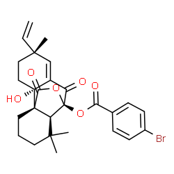 ChemSpider 2D Image | (5beta,6beta,9beta)-9-Hydroxy-7,20-dioxo-6,20-epoxypimara-8(14),15-dien-6-yl 4-bromobenzoate | C27H29BrO6