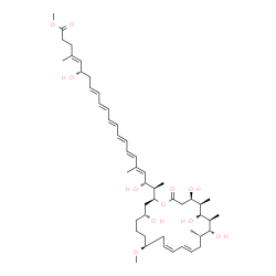 ChemSpider 2D Image | Methyl (4E,6S,8E,10E,12E,14E,16E,18E,20R,21R)-6,20-dihydroxy-4,18-dimethyl-21-[(2S,4R,8S,10Z,12E,15S,16R,17S,18S,19R,20R)-4,16,18,20-tetrahydroxy-8-methoxy-15,17,19-trimethyl-22-oxooxacyclodocosa-10,1
2-dien-2-yl]-4,8,10,12,14,16,18-docosaheptaenoate | C50H78O11
