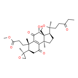 ChemSpider 2D Image | Methyl 3-[(1S,2R,4bR,6aS,7S,9aR,10R)-10-hydroxy-1,4b,7-trimethyl-2-[(2S)-2-methyl-2-oxiranyl]-4,11-dioxo-7-(3-oxopentyl)-1,3,4,4b,5,6,6a,7,10,11-decahydro-2H-benzo[4,5]indeno[1,7a-c]furan-1-yl]propano
ate | C30H42O8
