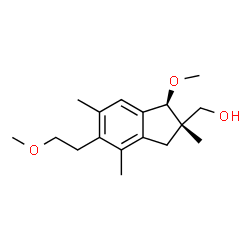 ChemSpider 2D Image | [(1R,2S)-1-Methoxy-5-(2-methoxyethyl)-2,4,6-trimethyl-2,3-dihydro-1H-inden-2-yl]methanol | C17H26O3