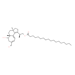 ChemSpider 2D Image | (2S)-2-[(3aR,5aR,6S)-8-Formyl-6-hydroxy-3a,5a-dimethyl-2,3,3a,4,5,5a,6,7-octahydrocyclohepta[e]inden-1-yl]propyl stearate | C38H62O4