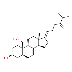 ChemSpider 2D Image | (3S,5S,9S,10R,13S,14S,17E)-10-(Hydroxymethyl)-13-methyl-17-(5-methyl-4-methylenehexylidene)-2,3,4,5,6,9,10,11,12,13,14,15,16,17-tetradecahydro-1H-cyclopenta[a]phenanthren-3-ol (non-preferred name) | C27H42O2