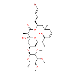 ChemSpider 2D Image | (1S,2R,5R,7S,9Z,11S,12S,13R,15R)-5-[(3E)-4-Bromo-1,3-butadien-1-yl]-1,11-dihydroxy-2,7,12-trimethyl-3-oxo-4,17-dioxabicyclo[11.3.1]heptadec-9-en-15-yl 6-deoxy-2,3,4-tri-O-methyl-alpha-L-mannopyranosid
e | C31H49BrO10