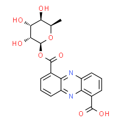ChemSpider 2D Image | 1-O-[(6-Carboxy-1-phenazinyl)carbonyl]-6-deoxy-beta-D-gulopyranose | C20H18N2O8