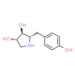 ChemSpider 2D Image | (2S,3S,4S)-2-(4-Hydroxybenzyl)-3,4-pyrrolidinediol | C11H15NO3