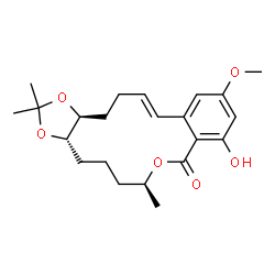 ChemSpider 2D Image | (3aS,7S,14E,17aS)-10-Hydroxy-12-methoxy-2,2,7-trimethyl-3a,4,5,6,7,16,17,17a-octahydro-9H-[1,3]dioxolo[4,5-g][2]benzoxacyclotetradecin-9-one | C22H30O6