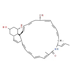 ChemSpider 2D Image | (1E,3E,6R,9E,11Z,19E,21E,23Z,24aR,26aS,30S,30aR)-6,28,30-Trihydroxy-17-methyl-14-[(1E)-1-propen-1-yl]-6,13,14,15,24a,26a,27,28,29,30,30a,30b-dodecahydronaphtho[2,1-k]azacyclohexacosin-16(5H)-one | C37H47NO4