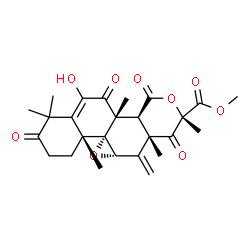 ChemSpider 2D Image | Methyl (4aR,4bR,5aS,6aS,8S,10aS,10bR)-12-hydroxy-1,1,4a,6a,8,10b-hexamethyl-6-methylene-2,7,10,11-tetraoxo-2,3,4,4a,6,6a,7,8,10,10a,10b,11-dodecahydro-1H,5aH-naphtho[1,2-h]oxireno[g]isochromene-8-carb
oxylate | C26H30O9