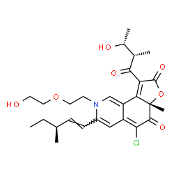 ChemSpider 2D Image | (6aS)-5-Chloro-2-[2-(2-hydroxyethoxy)ethyl]-9-[(2S,3R)-3-hydroxy-2-methylbutanoyl]-6a-methyl-3-[(1E,3S)-3-methyl-1-penten-1-yl]furo[2,3-h]isoquinoline-6,8(2H,6aH)-dione | C27H34ClNO7