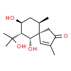 ChemSpider 2D Image | (5S,6R,7R,8S,10R)-6,8-Dihydroxy-7-(2-hydroxy-2-propanyl)-3,10-dimethylspiro[4.5]dec-3-en-2-one | C15H24O4