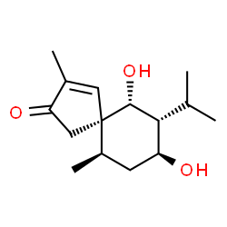 ChemSpider 2D Image | (5S,6R,7R,8S,10R)-6,8-Dihydroxy-7-isopropyl-3,10-dimethylspiro[4.5]dec-3-en-2-one | C15H24O3
