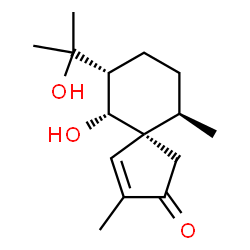 ChemSpider 2D Image | (5S,6R,7R,10R)-6-Hydroxy-7-(2-hydroxy-2-propanyl)-3,10-dimethylspiro[4.5]dec-3-en-2-one | C15H24O3
