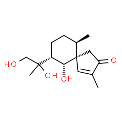 ChemSpider 2D Image | (5S,6R,7R,10R)-7-[(2S)-1,2-Dihydroxy-2-propanyl]-6-hydroxy-3,10-dimethylspiro[4.5]dec-3-en-2-one | C15H24O4