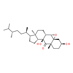 ChemSpider 2D Image | (1aR,3S,5aS,6aS,6bR,9R,9aR,11aR,11bS)-9-[(2R,5S)-5,6-Dimethyl-2-heptanyl]-3,6a-dihydroxy-5a,9a-dimethyltetradecahydrocyclopenta[7,8]anthra[10,4a-b]oxiren-6(2H)-one | C28H46O4