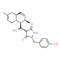ChemSpider 2D Image | (3E,5R)-3-{[(1R,2R,4aS,8aR)-2,6-Dimethyl-1,2,4a,5,8,8a-hexahydro-1-naphthalenyl](hydroxy)methylene}-5-(4-hydroxybenzyl)-2,4-pyrrolidinedione | C24H27NO4