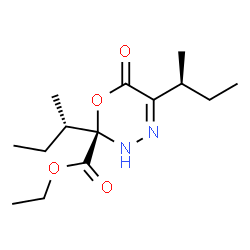 ChemSpider 2D Image | Ethyl (2R)-2,5-di[(2S)-2-butanyl]-6-oxo-3,6-dihydro-2H-1,3,4-oxadiazine-2-carboxylate | C14H24N2O4