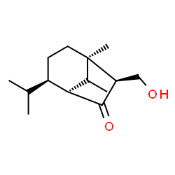 ChemSpider 2D Image | (1R,4R,5S,7S,8S)-7-(Hydroxymethyl)-4-isopropyl-1,8-dimethylbicyclo[3.2.1]octan-6-one | C14H24O2