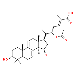 ChemSpider 2D Image | (3alpha,5xi,15alpha,22S,24E)-22-Acetoxy-3,15-dihydroxylanosta-7,9(11),24-trien-26-oic acid | C32H48O6