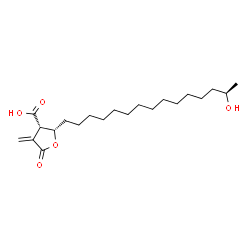 ChemSpider 2D Image | (2S,3S)-2-[(14R)-14-Hydroxypentadecyl]-4-methylene-5-oxotetrahydro-3-furancarboxylic acid | C21H36O5