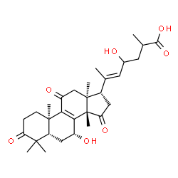 ChemSpider 2D Image | (5beta,7alpha,10alpha,13alpha,14beta,17alpha,20E)-7,23-Dihydroxy-3,11,15-trioxolanosta-8,20(22)-dien-26-oic acid | C30H42O7