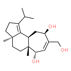 ChemSpider 2D Image | (3aR,5aR,6S,9R,10aR)-8-(Hydroxymethyl)-1-isopropyl-3a,5a-dimethyl-2,3,3a,4,5,5a,6,9,10,10a-decahydrocyclohepta[e]indene-6,9-diol | C20H32O3