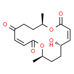 ChemSpider 2D Image | (3Z,8R,11Z,13S,16R)-13-Hydroxy-8,16-dimethyl-1,9-dioxacyclohexadeca-3,11-diene-2,5,10-trione | C16H22O6