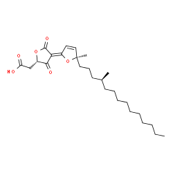 ChemSpider 2D Image | {(2S,4E)-4-[(5R)-5-Methyl-5-[(4S)-4-methyltetradecyl]-2(5H)-furanylidene]-3,5-dioxotetrahydro-2-furanyl}acetic acid | C26H40O6