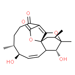 ChemSpider 2D Image | (2R,4E,6S,7R,14R,16R)-2,6-Dihydroxy-1,7,16-trimethyl-13,17-dioxatetracyclo[9.5.2.0~3,14~.0~14,18~]octadeca-4,11(18)-diene-10,12-dione | C19H24O6