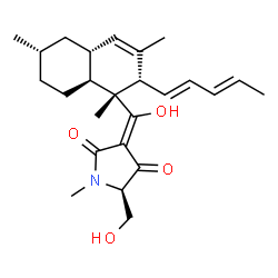 ChemSpider 2D Image | (3E,5R)-5-(Hydroxymethyl)-3-(hydroxy{(1R,2S,4aR,6S,8aS)-1,3,6-trimethyl-2-[(1E,3E)-1,3-pentadien-1-yl]-1,2,4a,5,6,7,8,8a-octahydro-1-naphthalenyl}methylene)-1-methyl-2,4-pyrrolidinedione | C25H35NO4