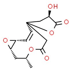 ChemSpider 2D Image | (1R,2Z,4R,4'R,8R,10S)-4'-Hydroxy-8-methyl-3',4'-dihydro-5'H,6H-spiro[7,11-dioxabicyclo[8.1.0]undec-2-ene-4,2'-furan]-5',6-dione | C13H16O6