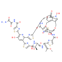 ChemSpider 2D Image | N-({2-[(1S,18S,28S,29S,30S)-9,30,52-Trihydroxy-18-[(1R)-1-hydroxyethyl]-21-(1-methoxyethylidene)-16,19,26,31,42,46-hexaoxo-32,43,54-trioxa-3,13,23,49-tetrathia-7,17,20,27,45,51,52,55,56,57-decaazadeca
cyclo[26.16.6.2~29,40~.1~2,5~.1~12,15~.1~22,25~.1~38,41~.1~47,50~.0~6,11~.0~34,39~]heptapentaconta-2(57),4,6,8,10,12(56),14,22(55),24,34,36,38,40,47,50-pentadecaen-8-yl]-1,3-thiazol-4-yl}carbonyl)etha
nediamide | C51H41N13O17S5
