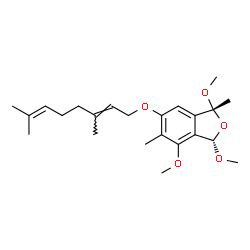 ChemSpider 2D Image | (1R,3S)-6-{[(2E)-3,7-Dimethyl-2,6-octadien-1-yl]oxy}-1,3,4-trimethoxy-1,5-dimethyl-1,3-dihydro-2-benzofuran | C23H34O5