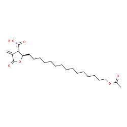 ChemSpider 2D Image | (2R,3S)-2-(15-Acetoxypentadecyl)-4-methylene-5-oxotetrahydro-3-furancarboxylic acid | C23H38O6