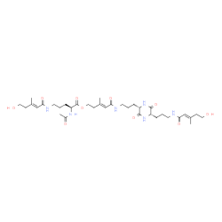ChemSpider 2D Image | (3E)-5-({3-[(2S,5S)-5-(3-{[(2E)-5-Hydroxy-3-methyl-2-pentenoyl]amino}propyl)-3,6-dioxo-2-piperazinyl]propyl}amino)-3-methyl-5-oxo-3-penten-1-yl N~2~-acetyl-N~5~-[(2E)-5-hydroxy-3-methyl-2-pentenoyl]-L
-ornithinate | C35H56N6O10