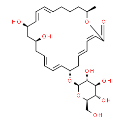 ChemSpider 2D Image | (3Z,5E,8S,9E,11E,14S,16R,17E,19E,24R)-14,16-Dihydroxy-24-methyl-2-oxooxacyclotetracosa-3,5,9,11,17,19-hexaen-8-yl beta-D-glucopyranoside | C30H44O10