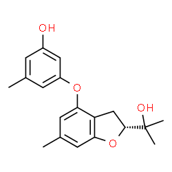 ChemSpider 2D Image | 3-{[(2R)-2-(2-Hydroxy-2-propanyl)-6-methyl-2,3-dihydro-1-benzofuran-4-yl]oxy}-5-methylphenol | C19H22O4