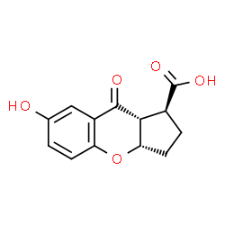 ChemSpider 2D Image | (1S,3aS,9aR)-7-Hydroxy-9-oxo-1,2,3,3a,9,9a-hexahydrocyclopenta[b]chromene-1-carboxylic acid | C13H12O5