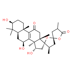 ChemSpider 2D Image | (3beta,7beta,15alpha,17alpha,23S)-3,7,15-Trihydroxy-17,23:23,26-diepoxylanost-8-ene-11,26-dione | C30H44O7