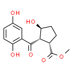 ChemSpider 2D Image | Methyl (1S,2S,3S)-2-(2,5-dihydroxybenzoyl)-3-hydroxycyclopentanecarboxylate | C14H16O6