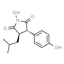 ChemSpider 2D Image | (3S,4R)-1-Hydroxy-3-(4-hydroxyphenyl)-4-isobutyl-2,5-pyrrolidinedione | C14H17NO4