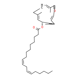 ChemSpider 2D Image | (1R,2E,6E,9E)-3,7,11,11-Tetramethyl-8-oxo-2,6,9-cycloundecatrien-1-yl (9Z,12Z)-9,12-octadecadienoate | C33H52O3