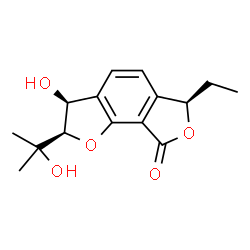 ChemSpider 2D Image | (2R,3S,6R)-6-Ethyl-3-hydroxy-2-(2-hydroxy-2-propanyl)-3,6-dihydrofuro[2,3-e][2]benzofuran-8(2H)-one | C15H18O5