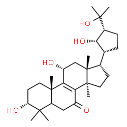 ChemSpider 2D Image | (3alpha,5xi,11alpha,17alpha,21S,24R)-3,11,21,25-Tetrahydroxy-21,24-cyclolanost-8-en-7-one | C30H48O5